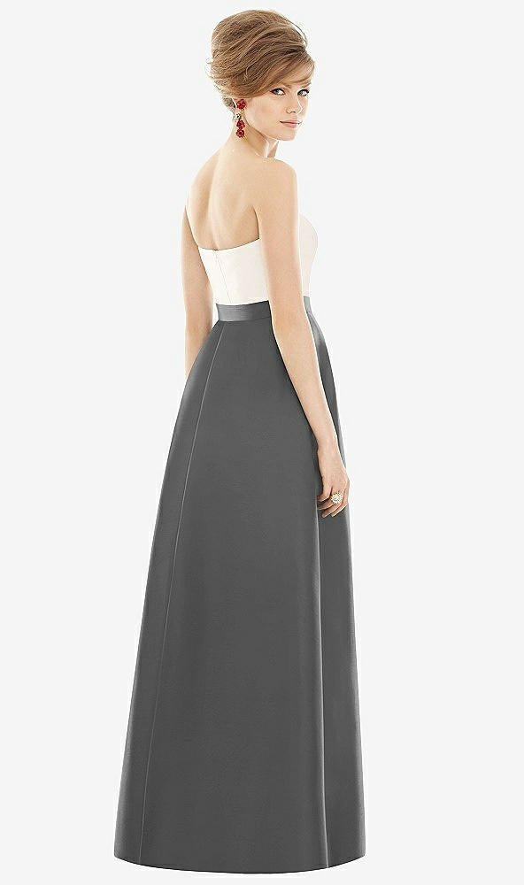 【NEW】【STYLE: D755】ストラップレス プリーツ スカート マキシ ドレス ポケット付き【COLOR: Gunmetal &amp; Ivory】【SIZE: 00-30W】