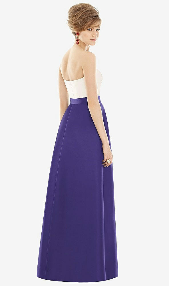 【STYLE: D755】Strapless Pleated Skirt Maxi Dress with Pockets【COLOR: Grape &amp; Ivory】