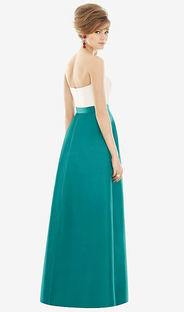 【STYLE: D755】Strapless Pleated Skirt Maxi Dress with Pockets【COLOR: Jade &amp; Ivory】