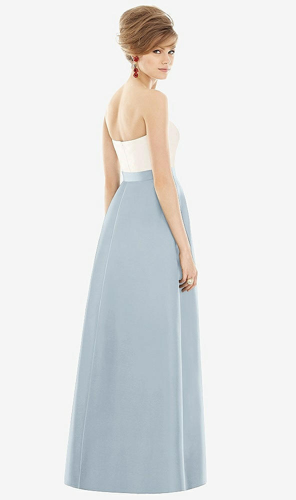 【STYLE: D755】Strapless Pleated Skirt Maxi Dress with Pockets【COLOR: Mist &amp; Ivory】