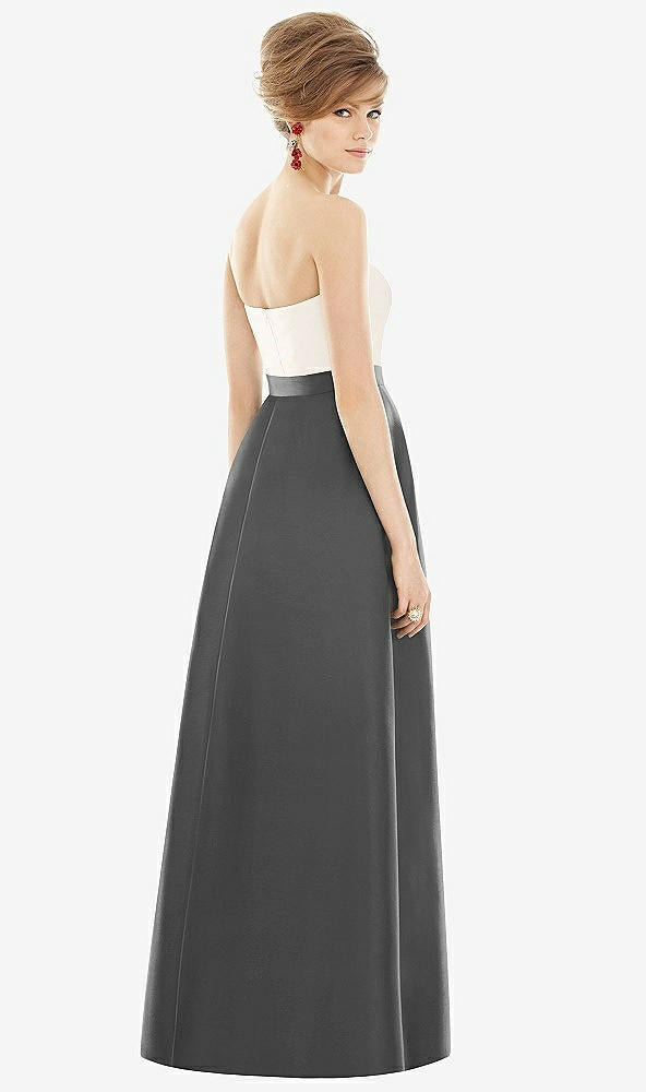 【STYLE: D755】Strapless Pleated Skirt Maxi Dress with Pockets【COLOR: Pewter &amp; Ivory】