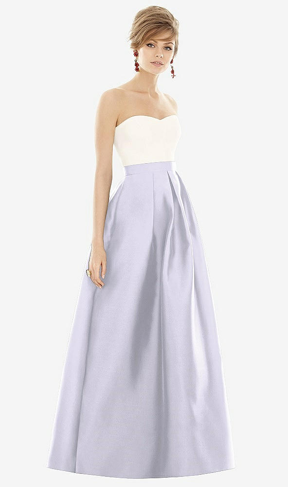 【STYLE: D755】Strapless Pleated Skirt Maxi Dress with Pockets【COLOR: Silver Dove &amp; Ivory】
