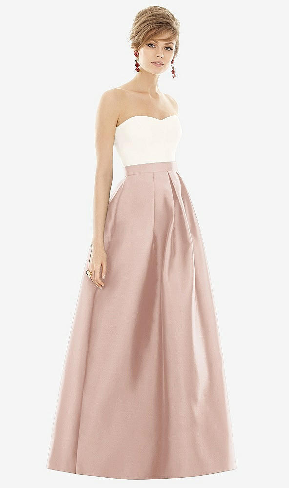 【STYLE: D755】Strapless Pleated Skirt Maxi Dress with Pockets【COLOR: Toasted Sugar &amp; Ivory】