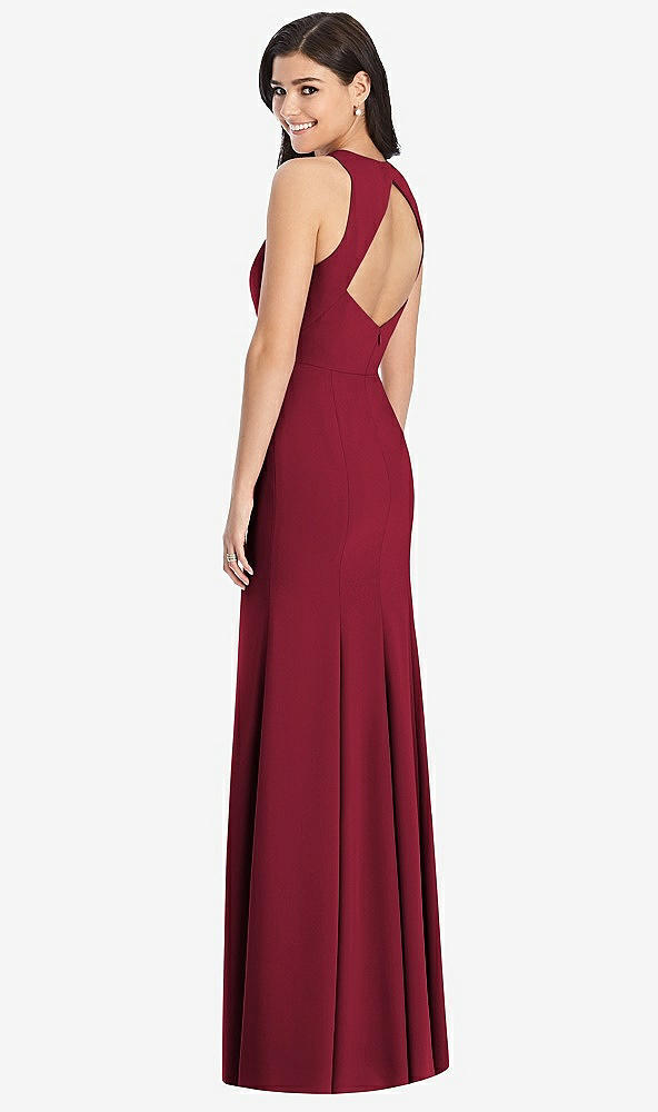 【STYLE: 3029】Diamond Cutout Back Trumpet Gown with Front Slit【COLOR: Burgundy】