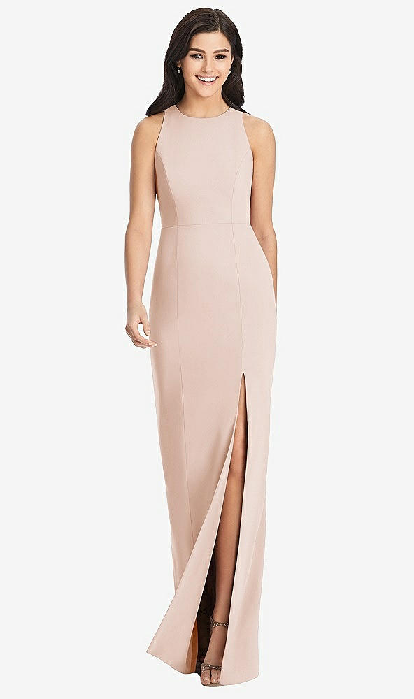 【STYLE: 3029】Diamond Cutout Back Trumpet Gown with Front Slit【COLOR: Cameo】