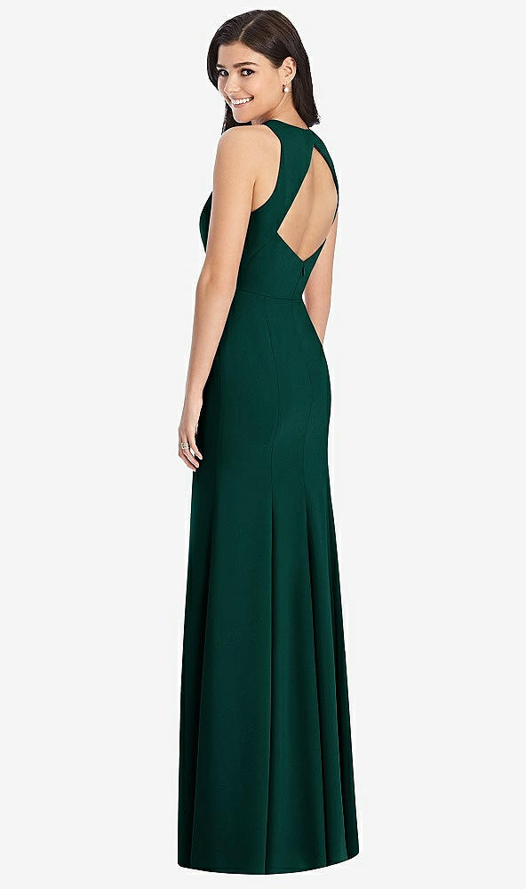 【STYLE: 3029】Diamond Cutout Back Trumpet Gown with Front Slit【COLOR: Evergreen】