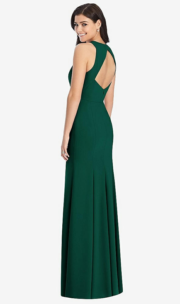 【STYLE: 3029】Diamond Cutout Back Trumpet Gown with Front Slit【COLOR: Hunter Green】