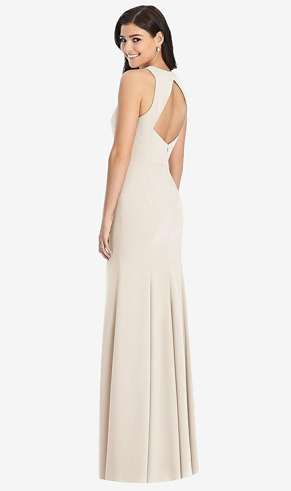 【STYLE: 3029】Diamond Cutout Back Trumpet Gown with Front Slit【COLOR: Oat】