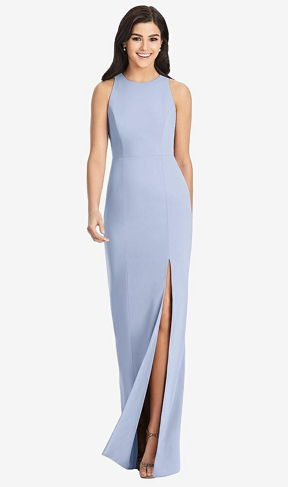 【STYLE: 3029】Diamond Cutout Back Trumpet Gown with Front Slit【COLOR: Sky Blue】