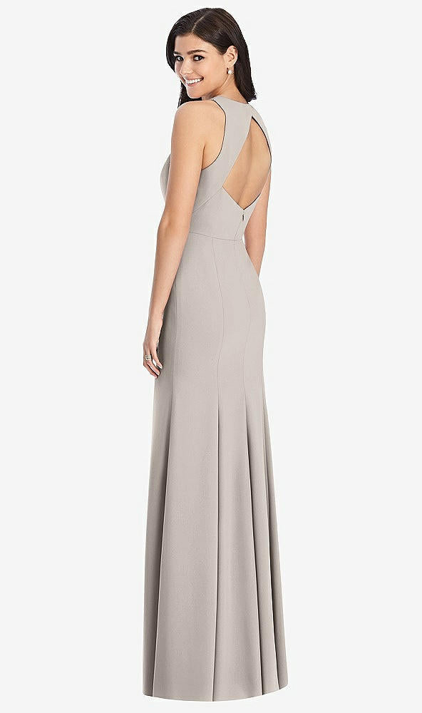 【STYLE: 3029】Diamond Cutout Back Trumpet Gown with Front Slit【COLOR: Taupe】