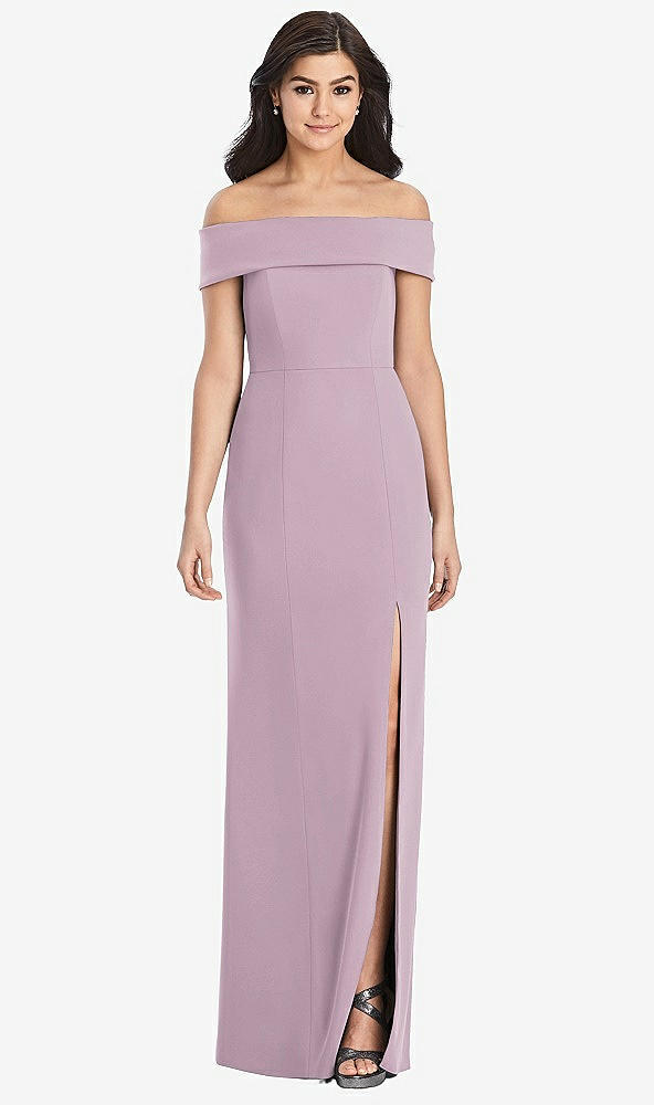 【STYLE: 3030】Cuffed Off-the-Shoulder Trumpet Gown【COLOR: Suede Rose】
