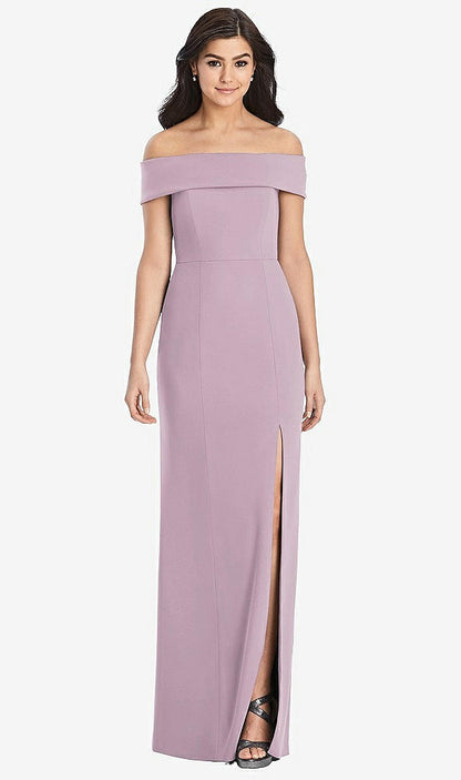 【STYLE: 3030】Cuffed Off-the-Shoulder Trumpet Gown【COLOR: Suede Rose】