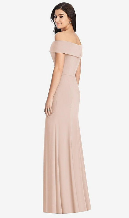 【STYLE: 3030】Cuffed Off-the-Shoulder Trumpet Gown【COLOR: Cameo】