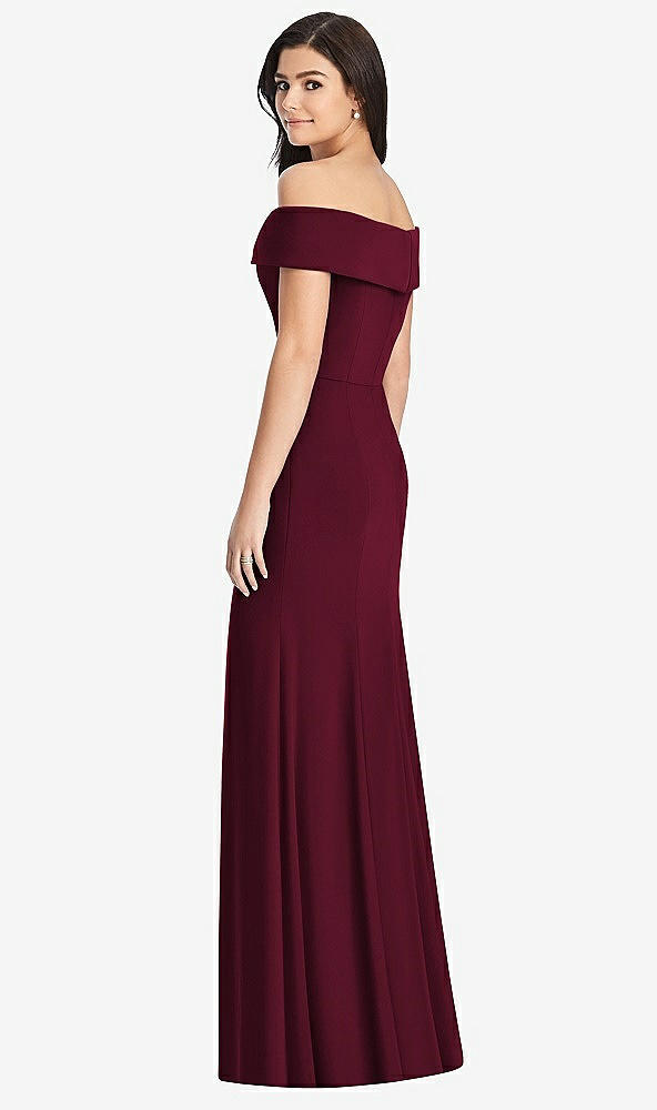 【STYLE: 3030】Cuffed Off-the-Shoulder Trumpet Gown【COLOR: Cabernet】