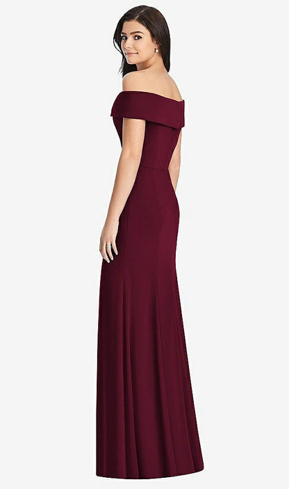 【STYLE: 3030】Cuffed Off-the-Shoulder Trumpet Gown【COLOR: Cabernet】