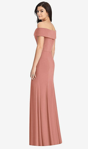【STYLE: 3030】Cuffed Off-the-Shoulder Trumpet Gown【COLOR: Desert Rose】