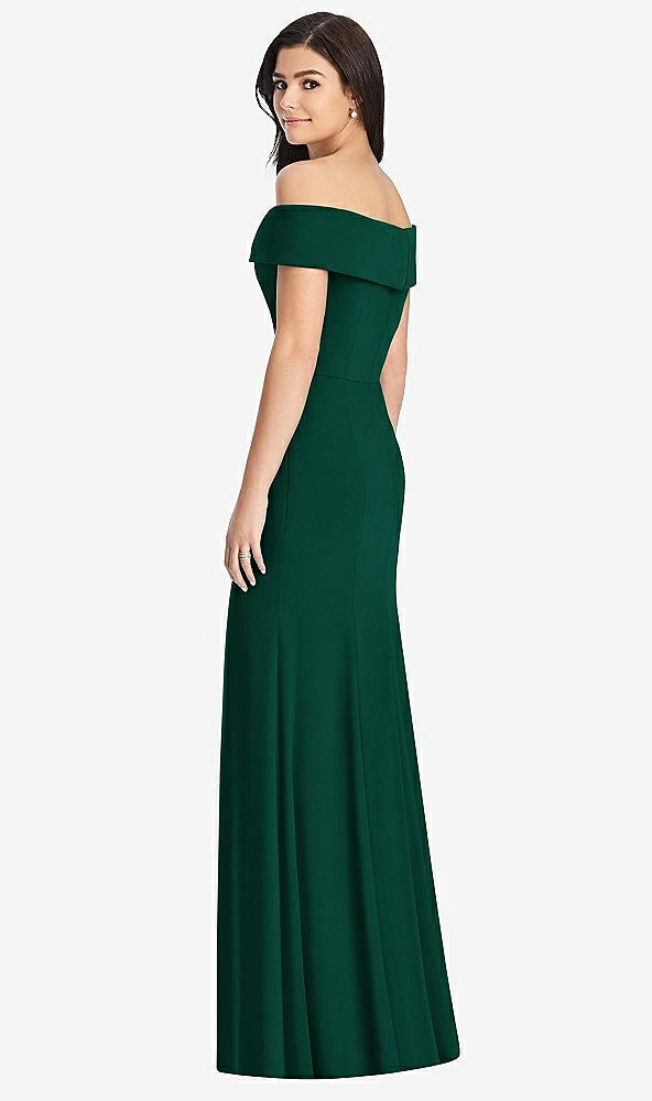 【STYLE: 3030】Cuffed Off-the-Shoulder Trumpet Gown【COLOR: Hunter Green】