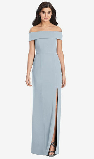 【STYLE: 3030】Cuffed Off-the-Shoulder Trumpet Gown【COLOR: Mist】