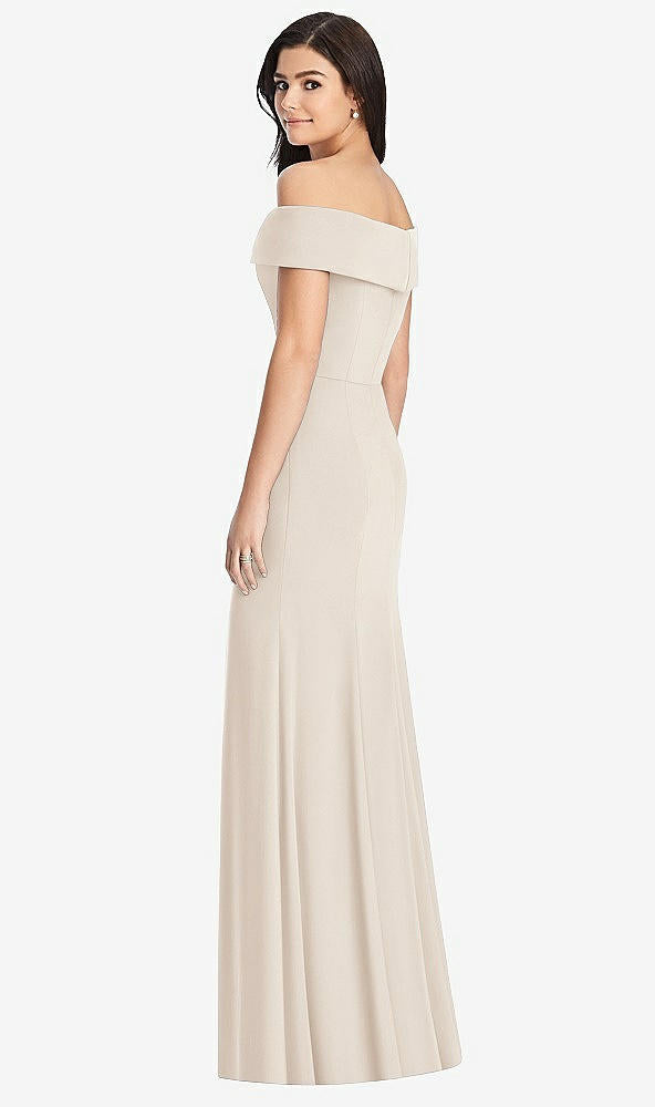【STYLE: 3030】Cuffed Off-the-Shoulder Trumpet Gown【COLOR: Oat】