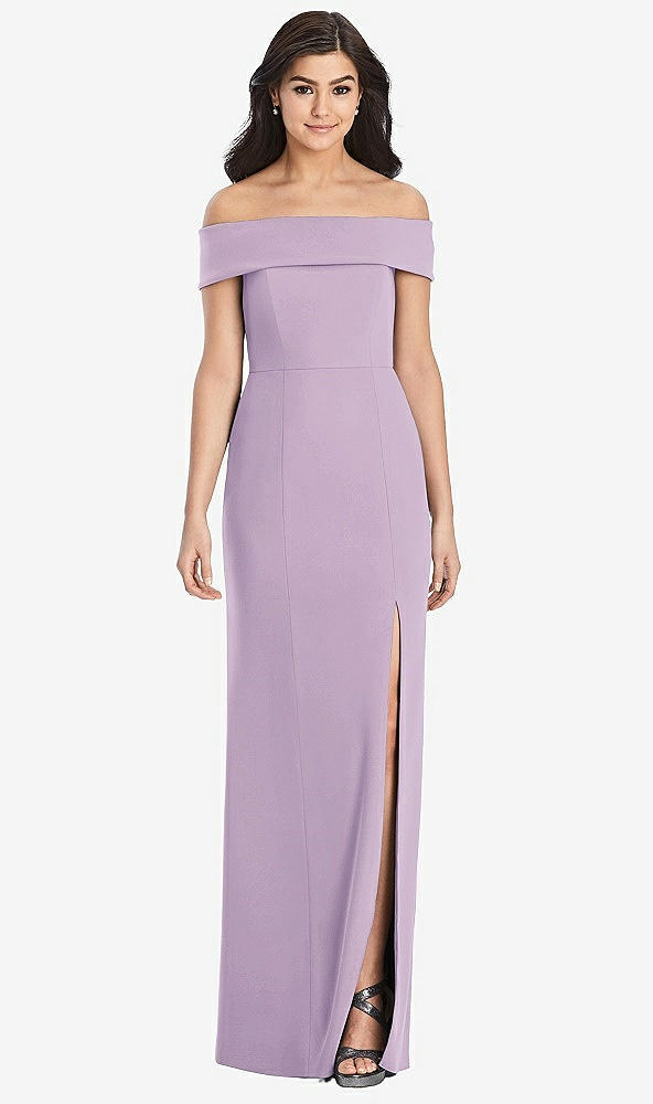 【STYLE: 3030】Cuffed Off-the-Shoulder Trumpet Gown【COLOR: Pale Purple】