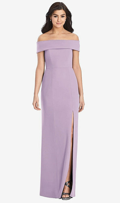 【STYLE: 3030】Cuffed Off-the-Shoulder Trumpet Gown【COLOR: Pale Purple】
