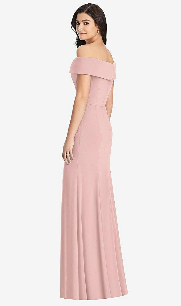 【STYLE: 3030】Cuffed Off-the-Shoulder Trumpet Gown【COLOR: Rose - PANTONE Rose Quartz】