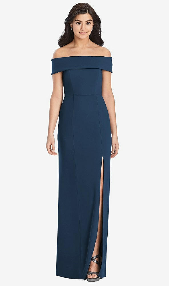 【STYLE: 3030】Cuffed Off-the-Shoulder Trumpet Gown【COLOR: Sofia Blue】