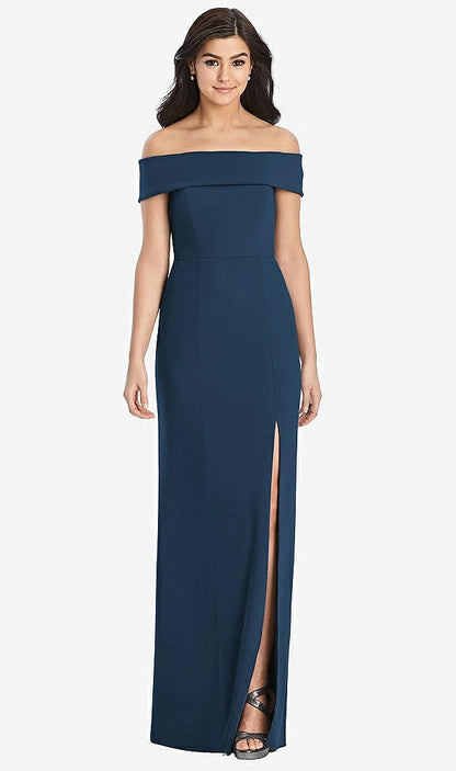 【STYLE: 3030】Cuffed Off-the-Shoulder Trumpet Gown【COLOR: Sofia Blue】