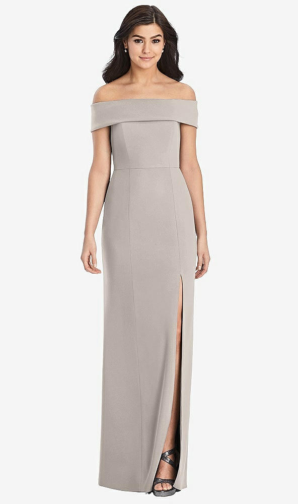 【STYLE: 3030】Cuffed Off-the-Shoulder Trumpet Gown【COLOR: Taupe】