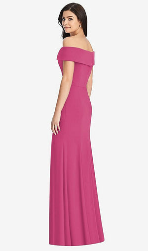 【STYLE: 3030】Cuffed Off-the-Shoulder Trumpet Gown【COLOR: Tea Rose】