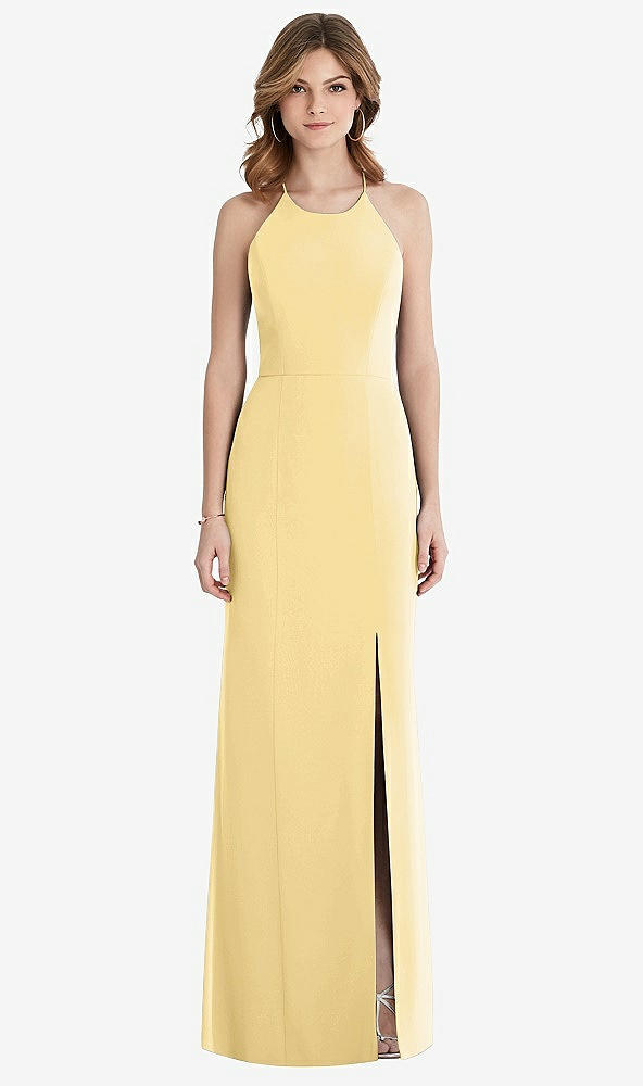 【NEW】【STYLE: 1512】クロス クロス オープンバック シフォン トランペット ガウン【COLOR: Buttercup】【SIZE: 00-30W】