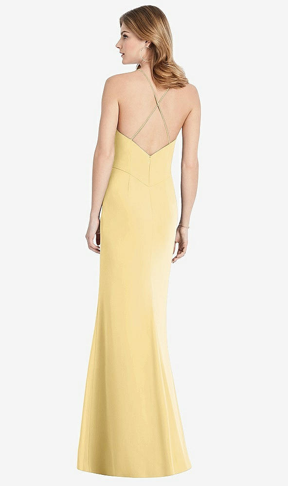 【NEW】【STYLE: 1512】クロス クロス オープンバック シフォン トランペット ガウン【COLOR: Buttercup】【SIZE: 00-30W】