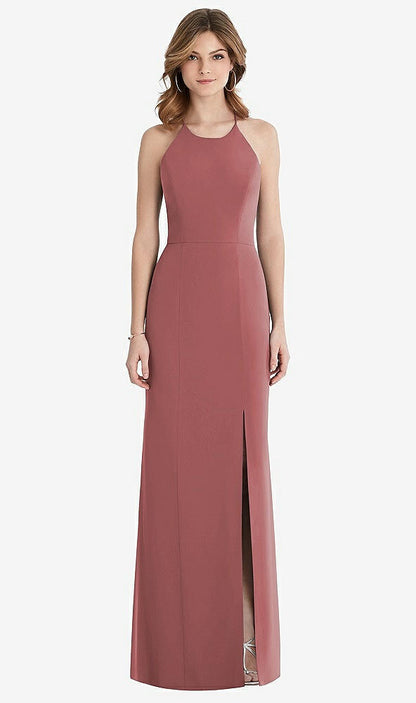 【STYLE: 1512】Criss Cross Open-Back Chiffon Trumpet Gown【COLOR: English Rose】