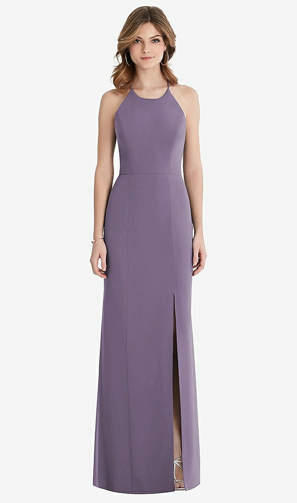 【STYLE: 1512】Criss Cross Open-Back Chiffon Trumpet Gown【COLOR: Lavender】