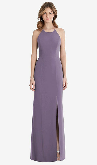 【STYLE: 1512】Criss Cross Open-Back Chiffon Trumpet Gown【COLOR: Lavender】
