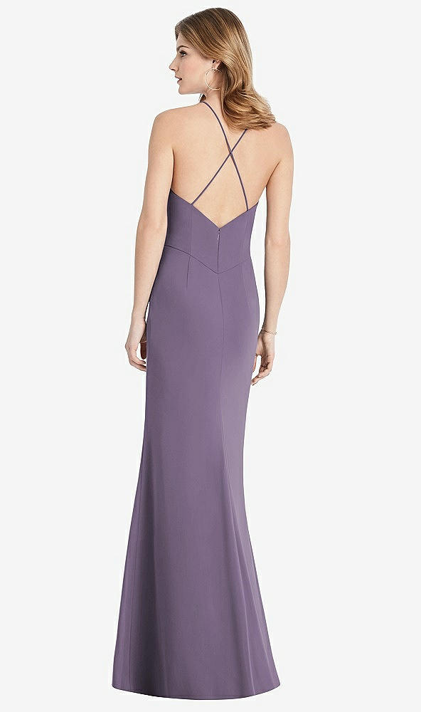【STYLE: 1512】Criss Cross Open-Back Chiffon Trumpet Gown【COLOR: Lavender】