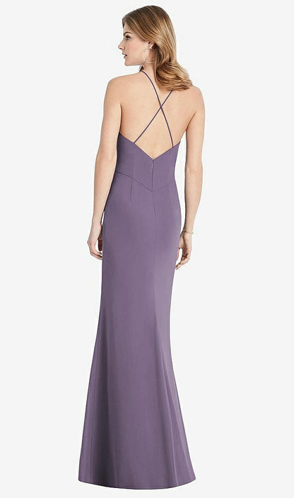【STYLE: 1512】Criss Cross Open-Back Chiffon Trumpet Gown【COLOR: Lavender】
