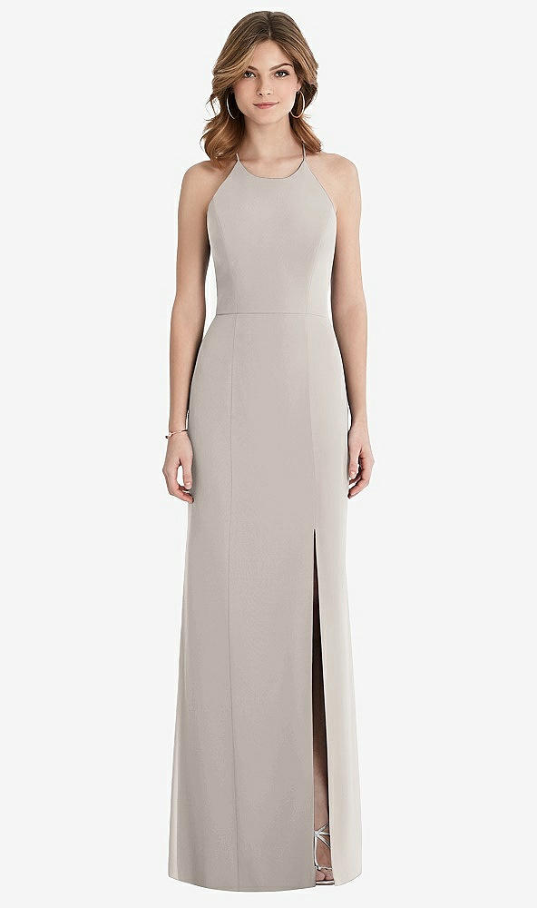 【NEW】【STYLE: 1512】クロス クロス オープンバック シフォン トランペット ガウン【COLOR: Taupe】【SIZE: 00-30W】