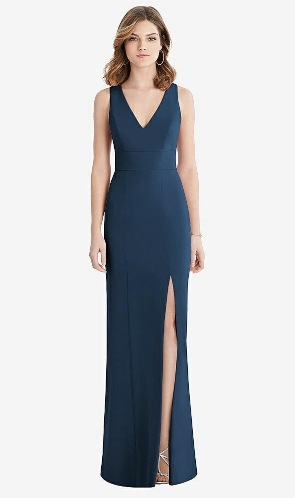【STYLE: 1513】Criss Cross Back Trumpet Gown with Front Slit【COLOR: Sofia Blue】