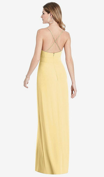 【STYLE: 1514】Pleated Skirt Crepe Maxi Dress with Pockets【COLOR: Buttercup】