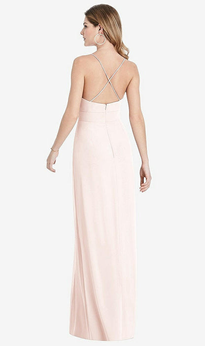 【STYLE: 1514】Pleated Skirt Crepe Maxi Dress with Pockets【COLOR: Blush】