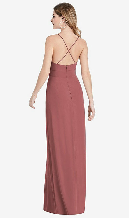 【STYLE: 1514】Pleated Skirt Crepe Maxi Dress with Pockets【COLOR: English Rose】