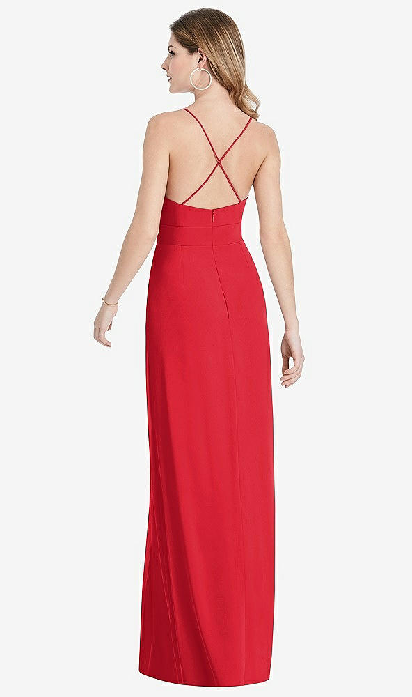 【STYLE: 1514】Pleated Skirt Crepe Maxi Dress with Pockets【COLOR: Parisian Red】
