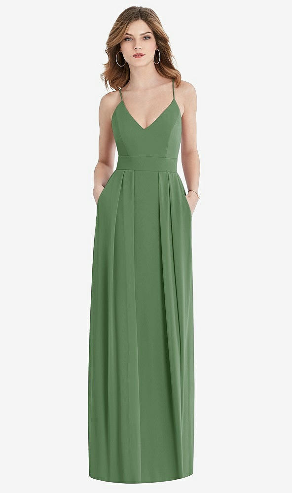 【NEW】【STYLE: 1514】プリーツ スカート クレープ マキシ ドレス ポケット付き【COLOR: Vineyard Green】【SIZE: 00-30W】