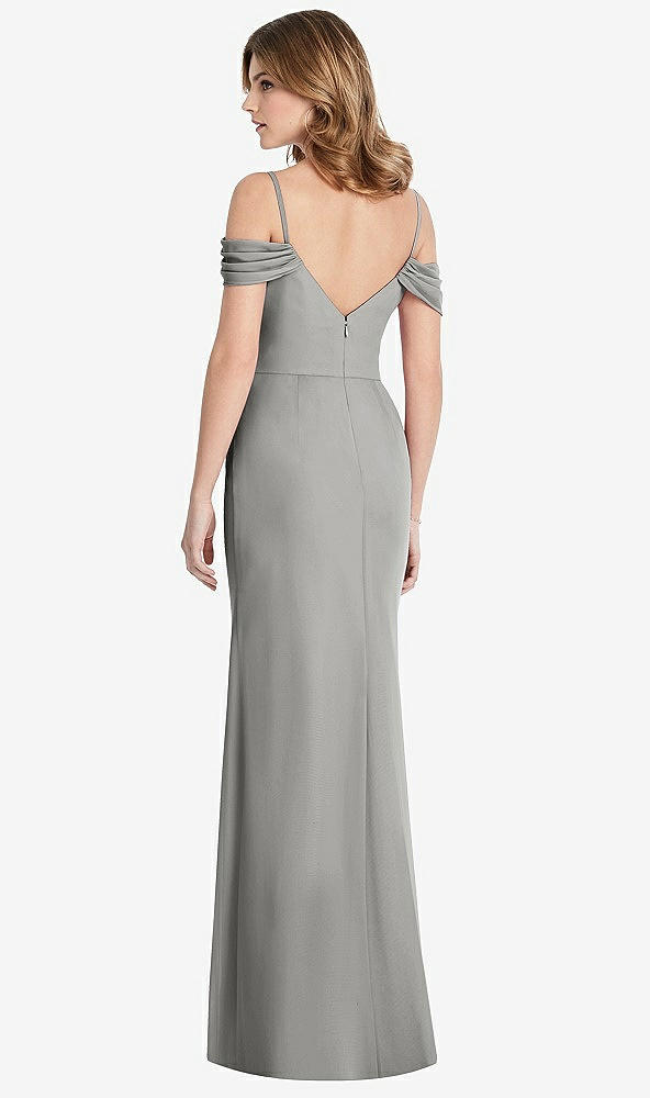 【STYLE: 1517】Off-the-Shoulder Chiffon Trumpet Gown with Front Slit【COLOR: Chelsea Gray】