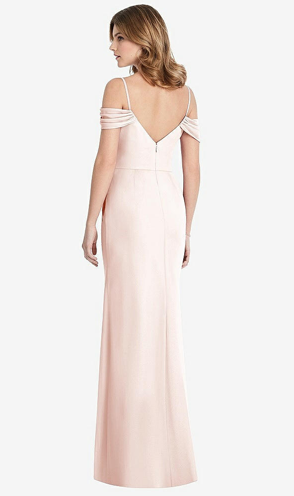 【STYLE: 1517】Off-the-Shoulder Chiffon Trumpet Gown with Front Slit【COLOR: Blush】