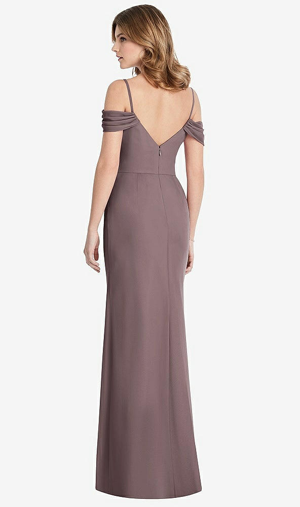 【STYLE: 1517】Off-the-Shoulder Chiffon Trumpet Gown with Front Slit【COLOR: French Truffle】