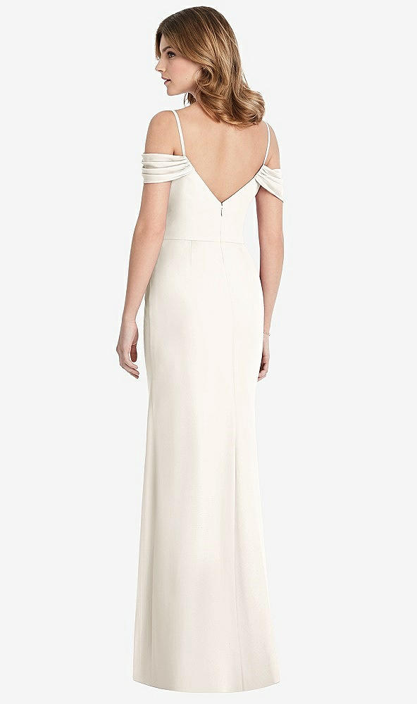 【STYLE: 1517】Off-the-Shoulder Chiffon Trumpet Gown with Front Slit【COLOR: Ivory】
