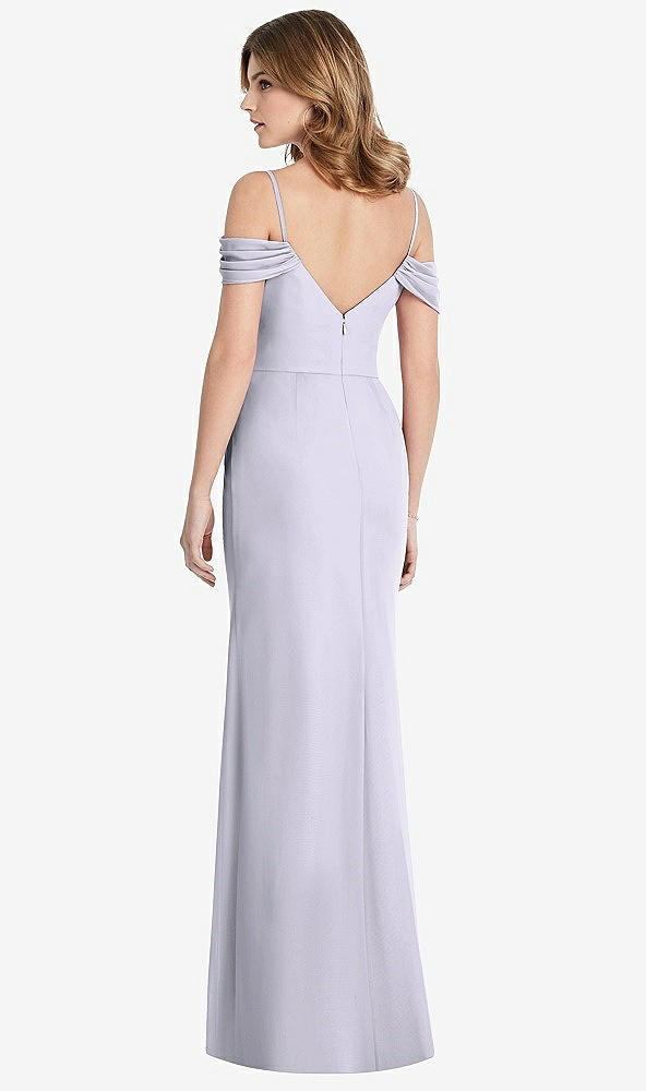 【STYLE: 1517】Off-the-Shoulder Chiffon Trumpet Gown with Front Slit【COLOR: Silver Dove】