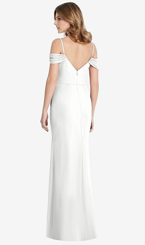【STYLE: 1517】Off-the-Shoulder Chiffon Trumpet Gown with Front Slit【COLOR: White】